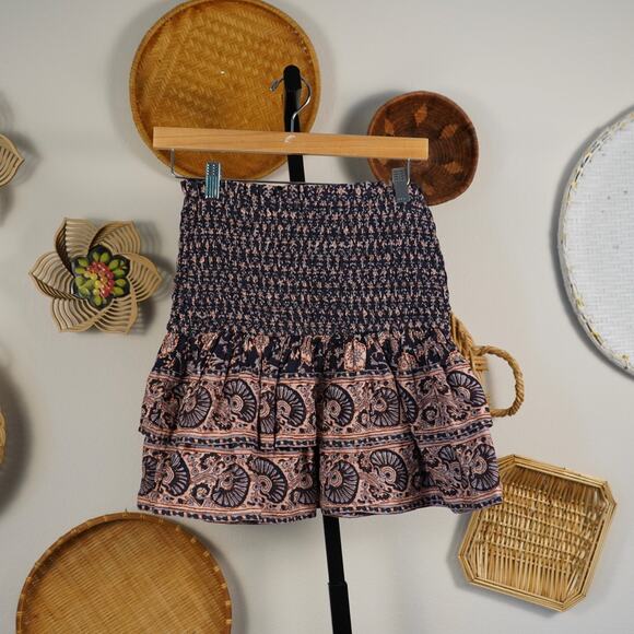 Sea New York Jasper Border Tiered Ruffle Smocked Mini Skirt Medium $225 - Picture 2 of 8